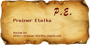 Preiner Etelka névjegykártya